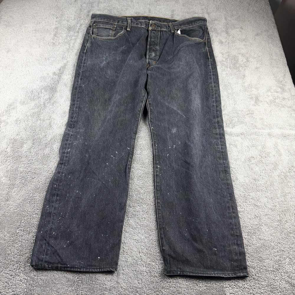 Levis Relaxed Straight Jeans Mens 40x25.5 Black Dark‎ Wash Denim High Rise